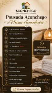 a menu for a puebloomniaomniaomnia messomniaomniaomniaomniaomnia at Microcasa compacta in Volta Redonda