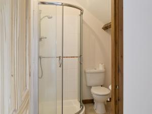 a bathroom with a toilet and a glass shower at Coriander - E4323 in Catfield