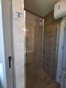 a shower with a glass door in a bathroom at PMTR Residence in Bar +8 photos