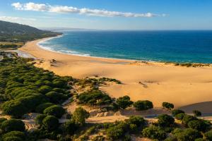 an aerial view of a beach next to the ocean at Kampaoh Paloma in Tarifa