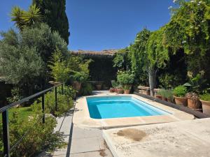 a swimming pool in a garden with trees and plants at Casa Aurea in Begíjar +6 photos