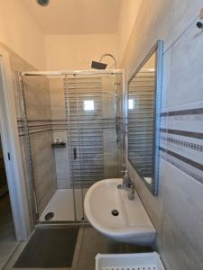 a bathroom with a shower and a sink and a mirror at B&B Abruzzo Mare e Monti in Chieti