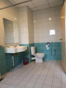 La salle de bains est pourvue d'un lavabo, de toilettes et d'un miroir. dans l'établissement Hotel Ipoh City, à Ipoh