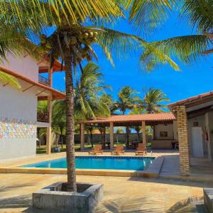 a palm tree sitting next to a swimming pool at Orla Piaui in Luis Correia