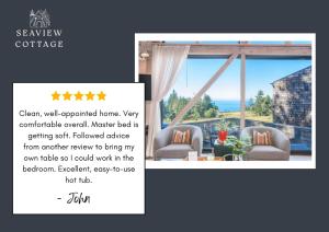 a flyer for a house with a view of the ocean at Architectural Treasure - Private Hot Tub in Sea Ranch