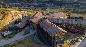 an overhead view of a building with a red circle at Fyri Resort Nr 23 in Hemsedal