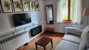 a living room with a couch and a tv at Campoarique in Tudela de Duero