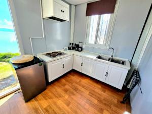a small kitchen with a sink and a stove at Abitare Mezcala 1 in Isla de Mezcala +8 photos
