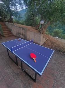 a ping pong table with a red hat on it at L'Antica Quercia B&B in CastellʼUmberto