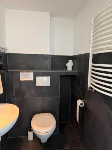 a bathroom with a toilet and a sink at Apartment Landglück Overath in Overath