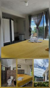 a collage of pictures of a bedroom with a bed at Casa Tepehucan in Malinalco