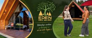 a woman standing in front of a tree house at Edén del Aliso in Santa Barbara