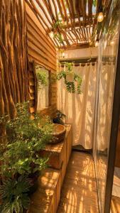 an outside view of a house with plants in it at LàMin Homestay in Ấp Long Ðại