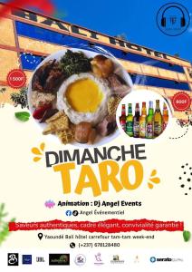 a flyer for a restaurant with a plate of food at Hôtels Bali in Yaoundé +23 photos