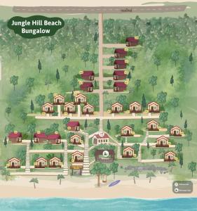 a site plan of a resort on a beach at Jungle Hill Beach Bungalow in Ko Jum +106 photos