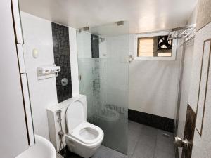 a small bathroom with a toilet and a shower at Ansh Bunglow in Belgaum