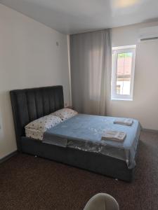 a bedroom with a bed in a room with a window at Zarvanska str apartment in Kamianets-Podilskyi +1 photo