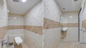two pictures of a bathroom with a toilet and a shower at Hotel Planet villa in Ahmedabad +3 photos