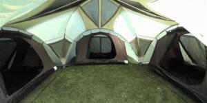 a large tent with the door open on the grass at Cantinho da Floresta in Fontinha