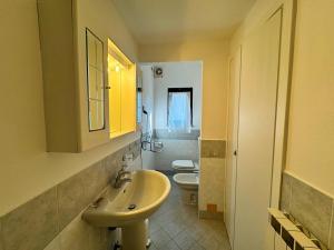 a bathroom with a sink and a toilet at I Liutai 2P in Cremona