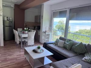 a living room with a couch and a table at APARTMENT ANA v-Peshtani in Ohrid