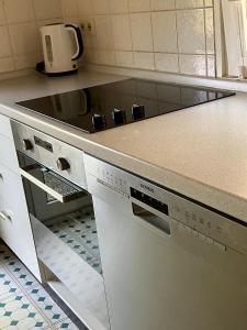 a kitchen with a sink and a counter top at Ferienhaus-in-idyllischer-Lage in Inning am Ammersee