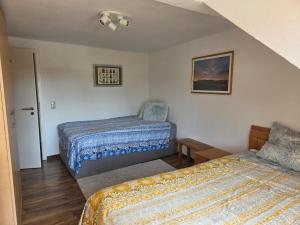 a bedroom with two beds in a room at Ferienwohnung Saskia in Hammelburg