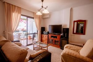 a living room with two couches and a television at MAQUINILLA PORTAL 4A in Nerja
