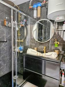 a bathroom with a sink and a mirror at Maison Romantique entre deux fleuves chez l'habitant in Montereau-Fault-Yonne +70 photos