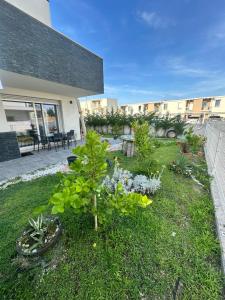 a garden with a small tree in the yard at jesolo wellness house in Lido di Jesolo