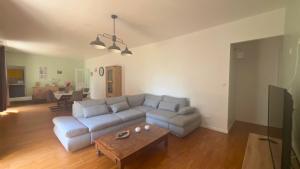 a living room with a couch and a table at Domaine de ferrabouc in Mas-Saintes-Puelles