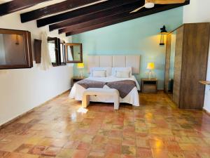 a bedroom with a bed and a tv in it at Secrets Rural House in Jávea +53 photos