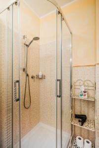 a shower with a glass door in a bathroom at B&B Il Feriolo in Baveno +72 photos