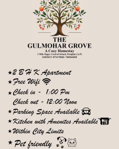 a poster for the columbinian grove with a tree and signatures at The Gulmohar Grove in Pāsighāt