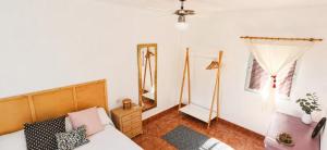 a bedroom with a bed and a dresser and a mirror at La Pizpireta in Cazorla