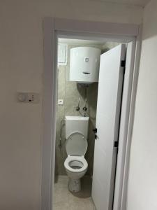 a small bathroom with a toilet in a room at Cottage near Ostrog in Gornja Povija +16 photos