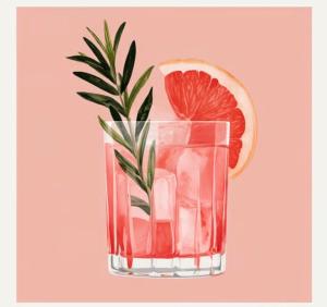 a glass of pink drink with a slice of grapefruit at Casa Paloma Free Parking in Bolsena