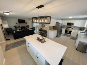 an aerial view of a kitchen and living room at The Borderland in Michigan City