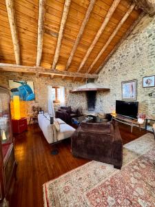 a living room with a couch and a fireplace at Cal David Estamariu in Estamariu