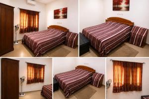 four pictures of a bedroom with two beds and a window at JONARIC Residence - Luxury Villa in Lomé in Azyagbang