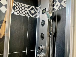 a shower with a shower head in a bathroom at Superbe appartement- 10 min Paris- Metro in Maisons-Alfort +15 photos