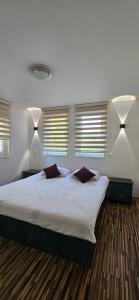 a bedroom with a large bed with two pillows at Nadia's home in Ilidža +24 photos
