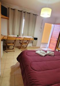a bedroom with a bed and a table and chairs at Patio Prana Apart Resto in Federación +32 photos