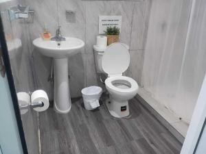 a bathroom with a toilet and a sink at LISBD7D - JL Condado in San Juan +8 photos