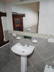 a bathroom with a sink and a mirror at Aurum patagonia hotel in Lago Puelo