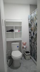 a bathroom with a white toilet in a room at SandritaHouse in Tuluá