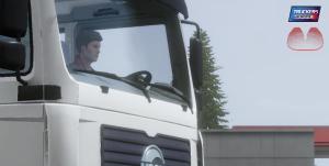a man sitting in the front window of a semi truck at Oussoumana in Matamey