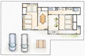 a floor plan of a house with a car at Shima Yadori Nagomi in Oshima
