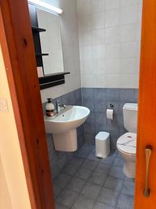 a bathroom with a sink and a toilet at Theodorou Town Residence in Strovolos +2 photos