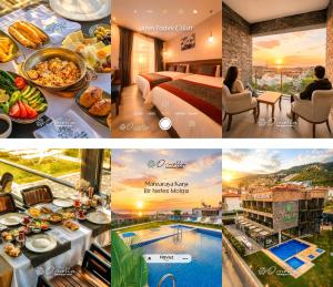 a collage of pictures of a hotel room with a pool at Ornella Butik Otel in Edremit